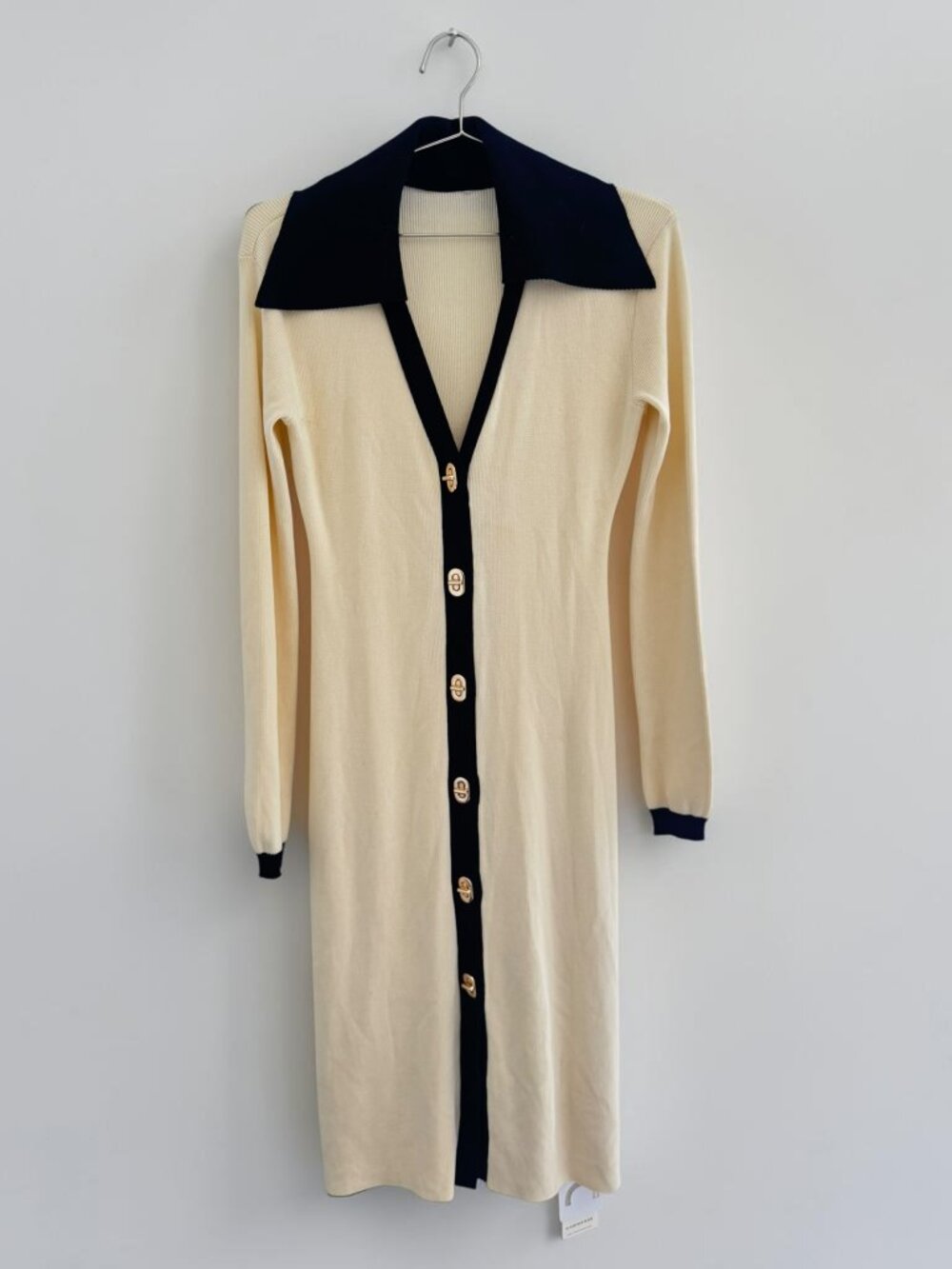 NWT Commense Contrast Trim Knit Dress Size Large Preppy Old Money Quiet Luxury
